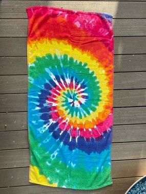 Bright, Bold, Colorful Tie-dye Pattern Beach Towel